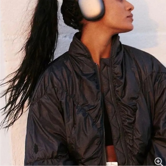 Free People Movement Black Glitz Blitz Bomber Puffer Jacket - Picture 3 of 5
